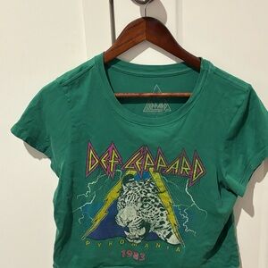 Urban Outfitters Green Def Leppard Crop Top
